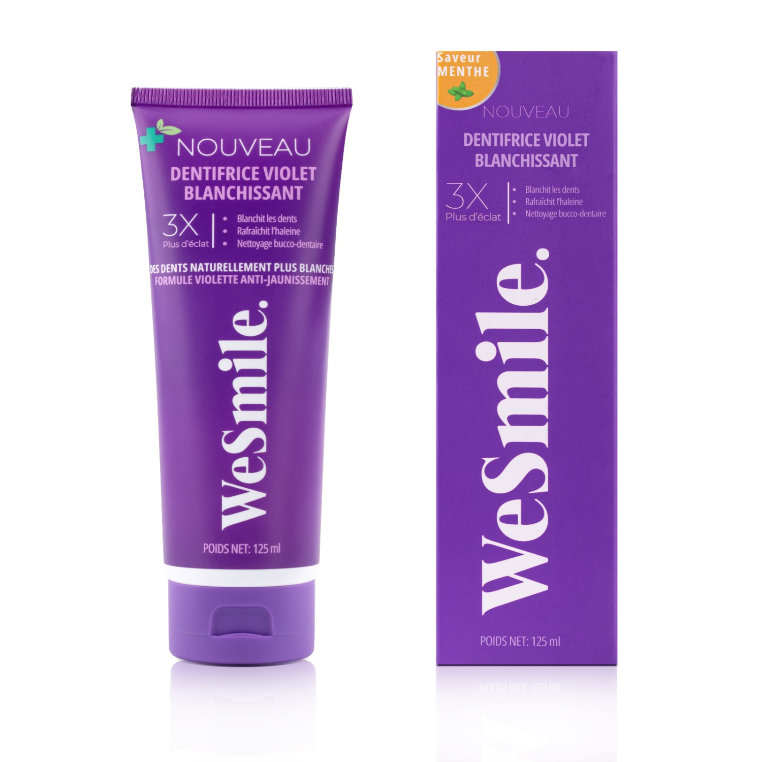 Dentifrice Blanchissant Violet ACWOO - Mousse Pour Dents - Effet Blanc Instantané - Flacon 1G